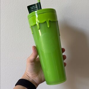 NEW! Starbucks Halloween 2023 Slime Green Glow in the Dark 24oz Tumbler Cup